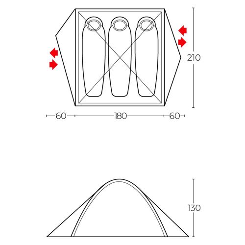 Carpa montaña trekking 3 personas Northland® faldon