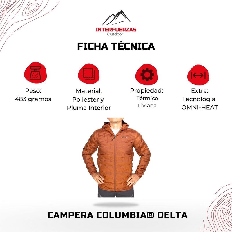 Campera Columbia® Hombre Pluma 650FP Omni-heat Delta - Interfuerzas